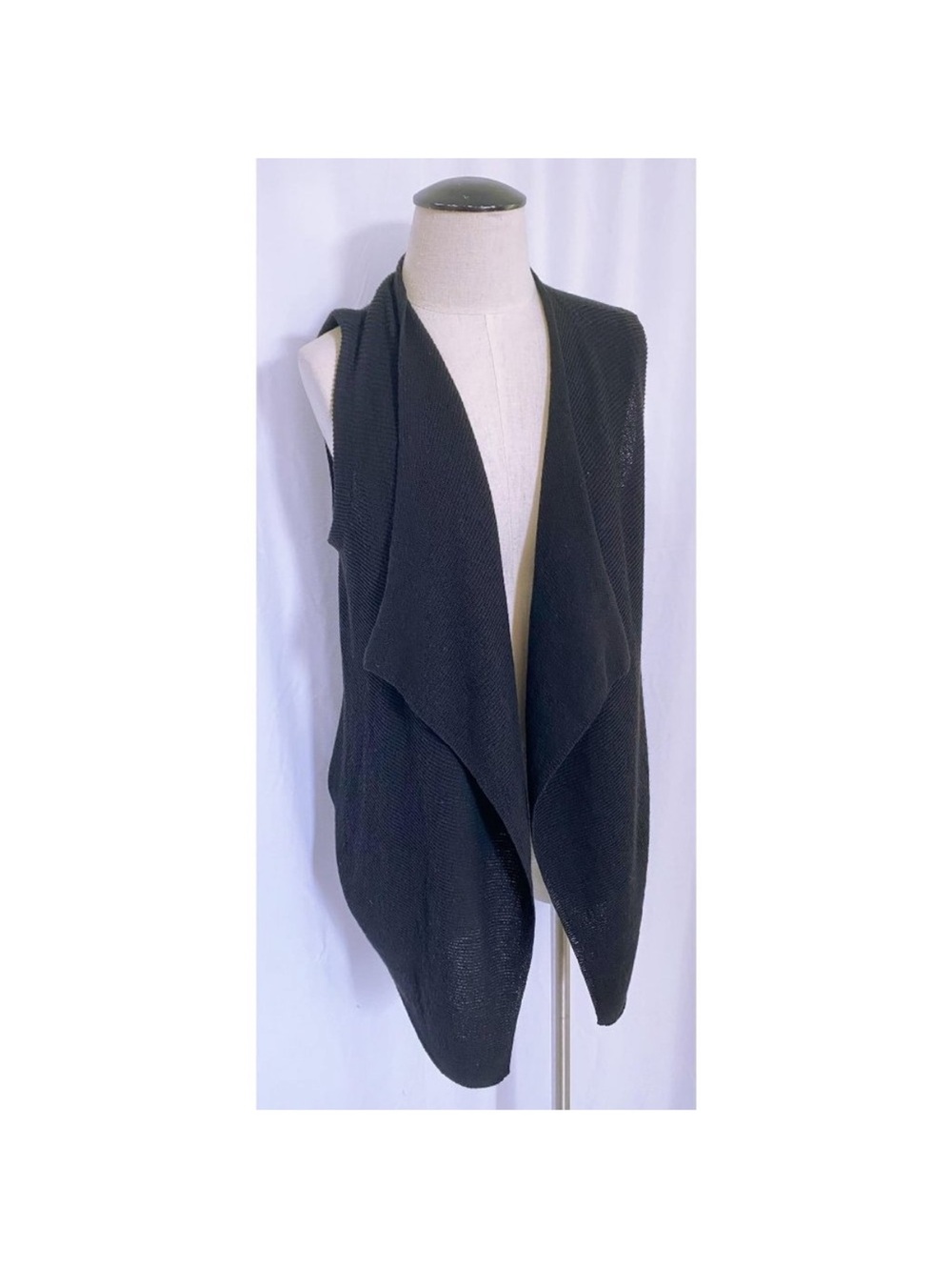 Eileen Fisher Black Draped Sleeveless Knit Vest